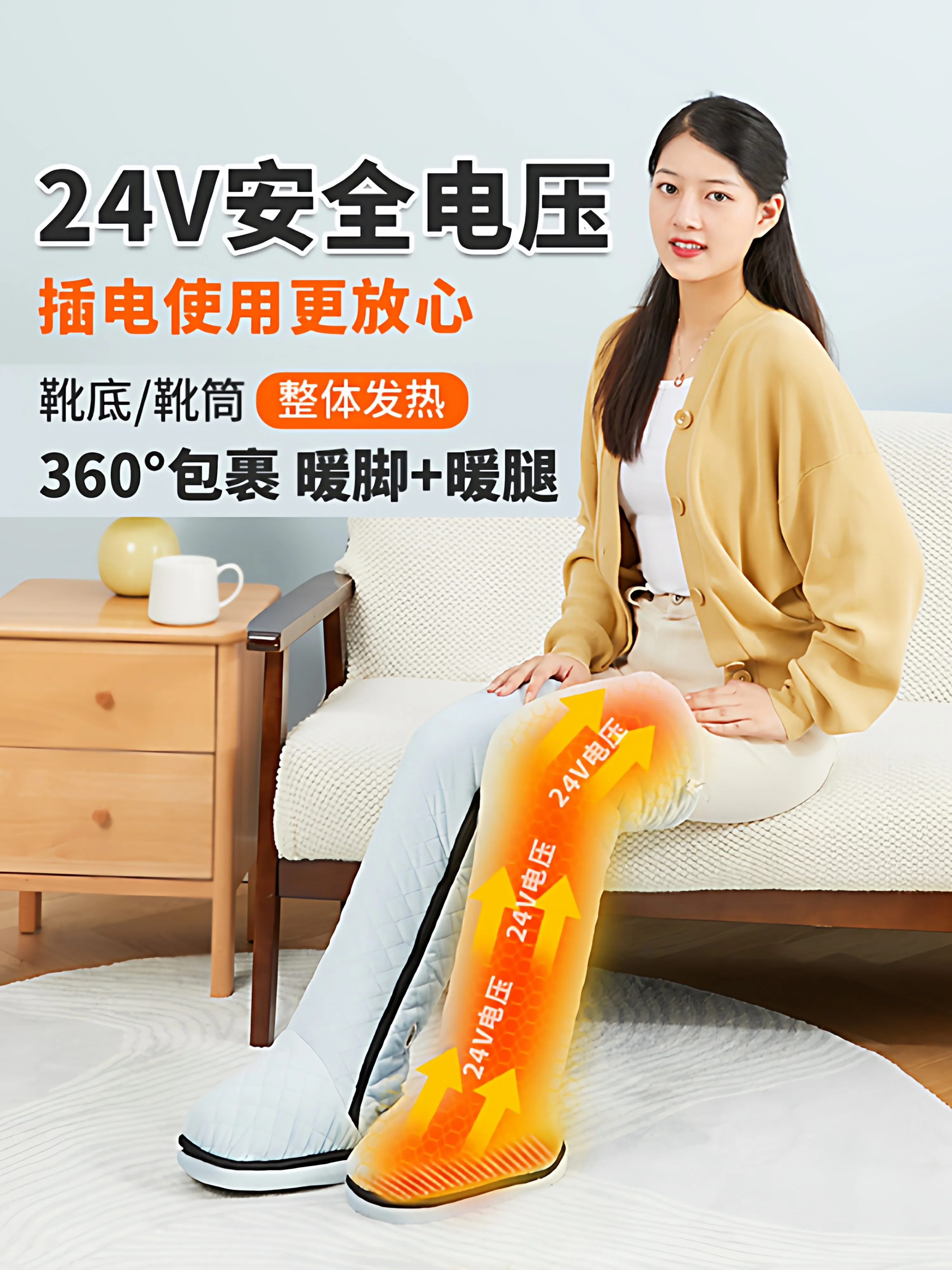 Portable Electric Heating Foot Warmer Walkable Wearable Heated Boots, 3 Temp Settings Timer for Office Home Outdoor Use