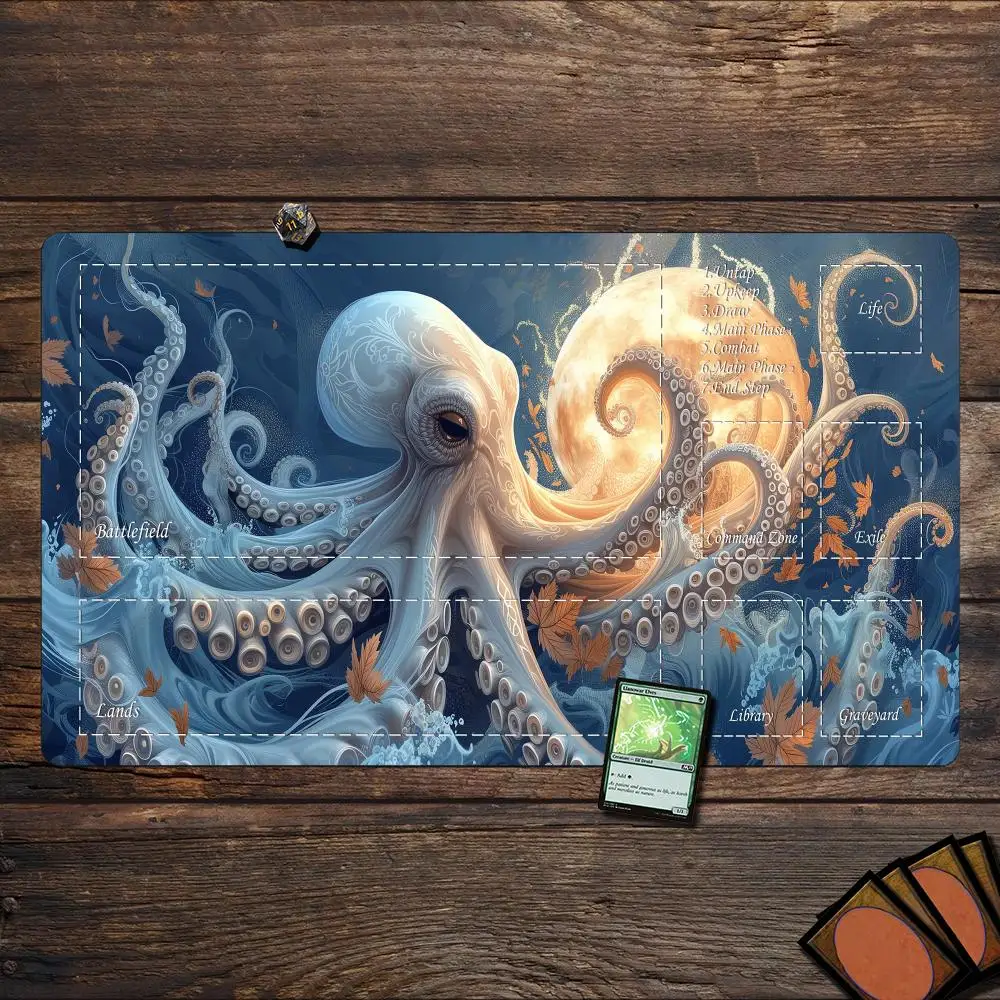 

Magic Playmat card gaming mat with zones mtg playmat Digital art octopus design anime Desk Mat gamer keypad expansion mousepad