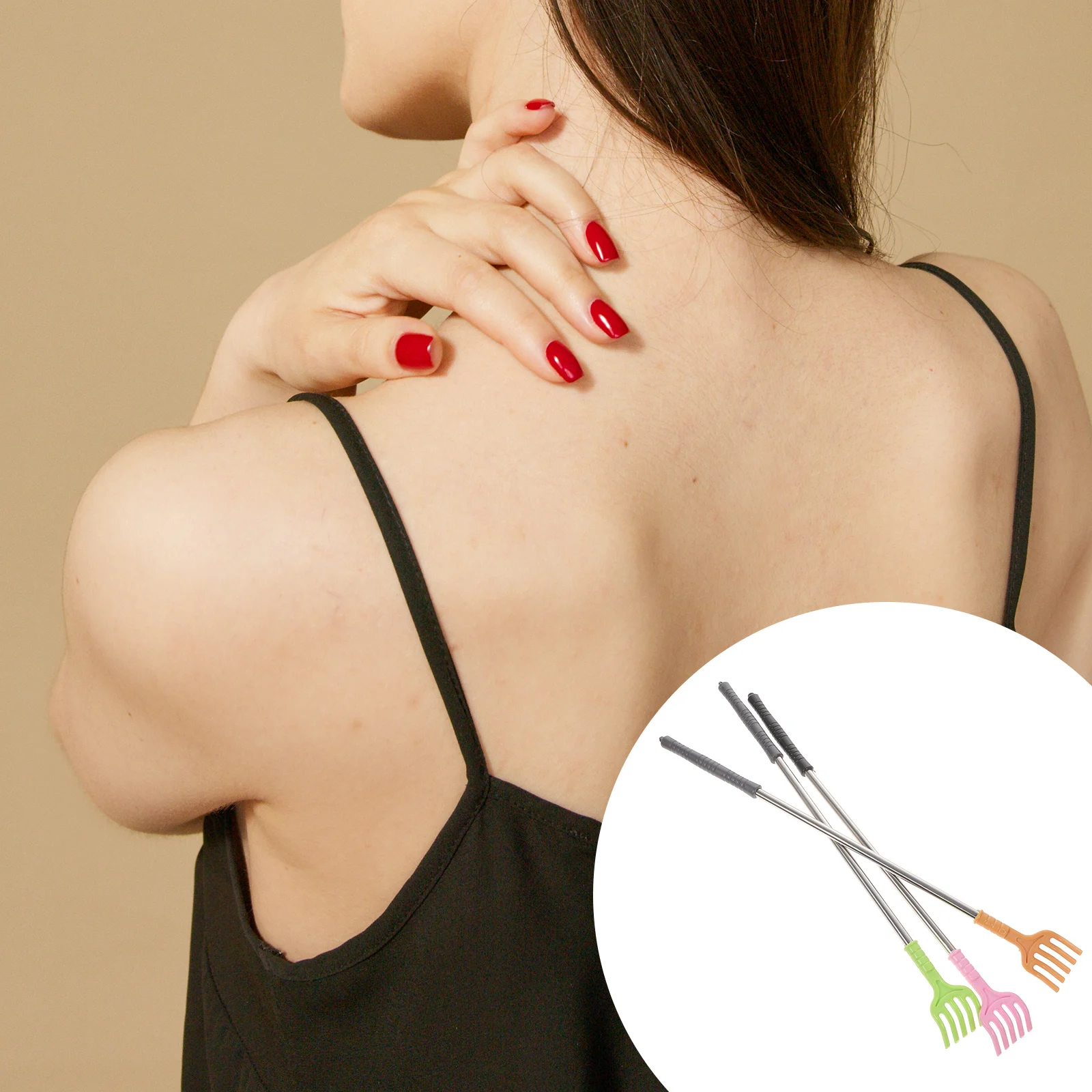 

2 шт., скребок для спины, облегчение зуда, металлический массажный стержень для тела, ручка, прочная нержавеющая ручная скребок для твердых пятен