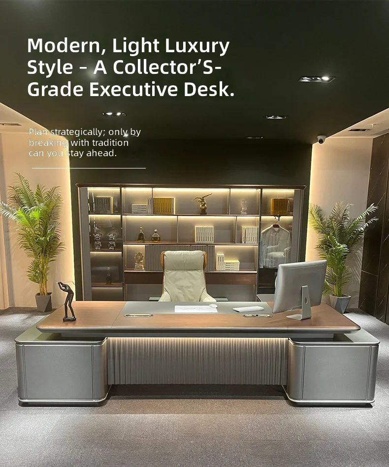 

Роскошный офисный стол для руководителя и генерального директора, современный офисный стол с местом для хранения, отделка из высококачественной древесины, стол для начальника, стол для президента