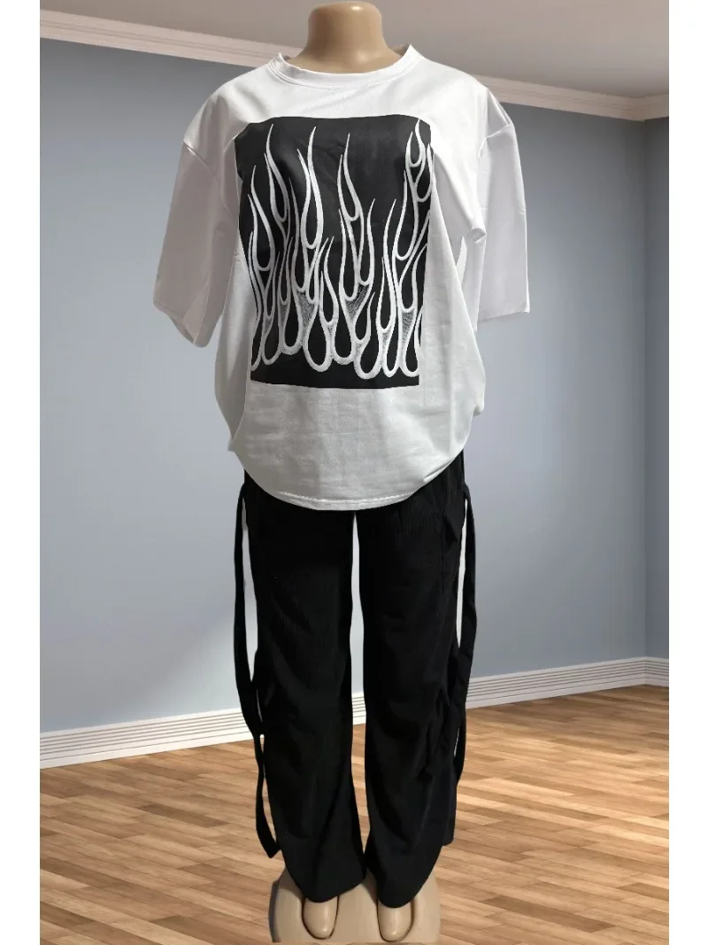 2 قطعة مجموعة النساء Dashiki الملابس الأفريقية الصيف الربيع موضة جديدة قصيرة الأكمام بلوزات وسراويل دعوى سيدة حفلة مطابقة مجموعات #1