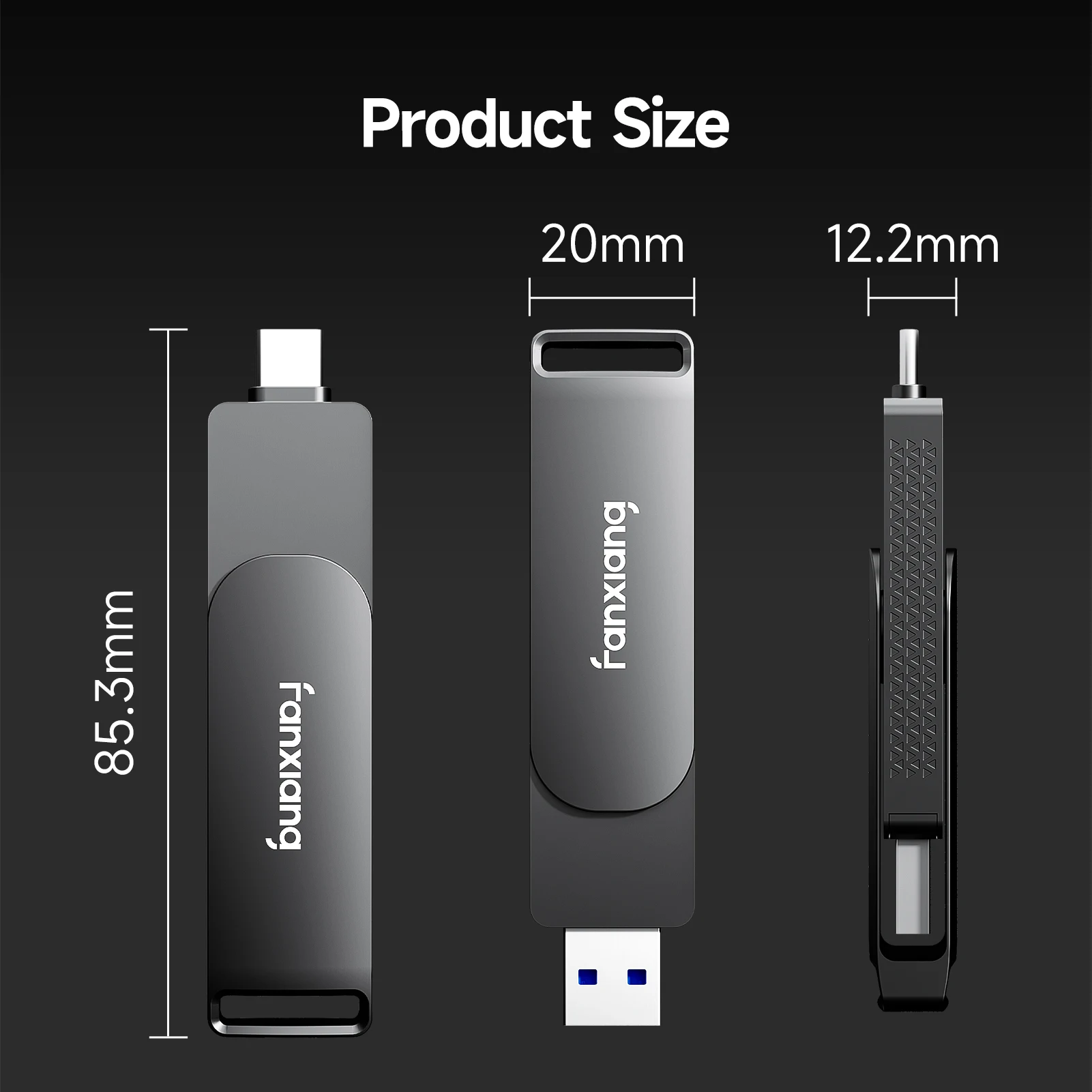 Fanxiang FF951 2000MB/s USB Flash Drive 20Gbps TypeC+10Gbps USB-A 512GB 1TB High Speed Solid State Pen Drive For Laptop Phone