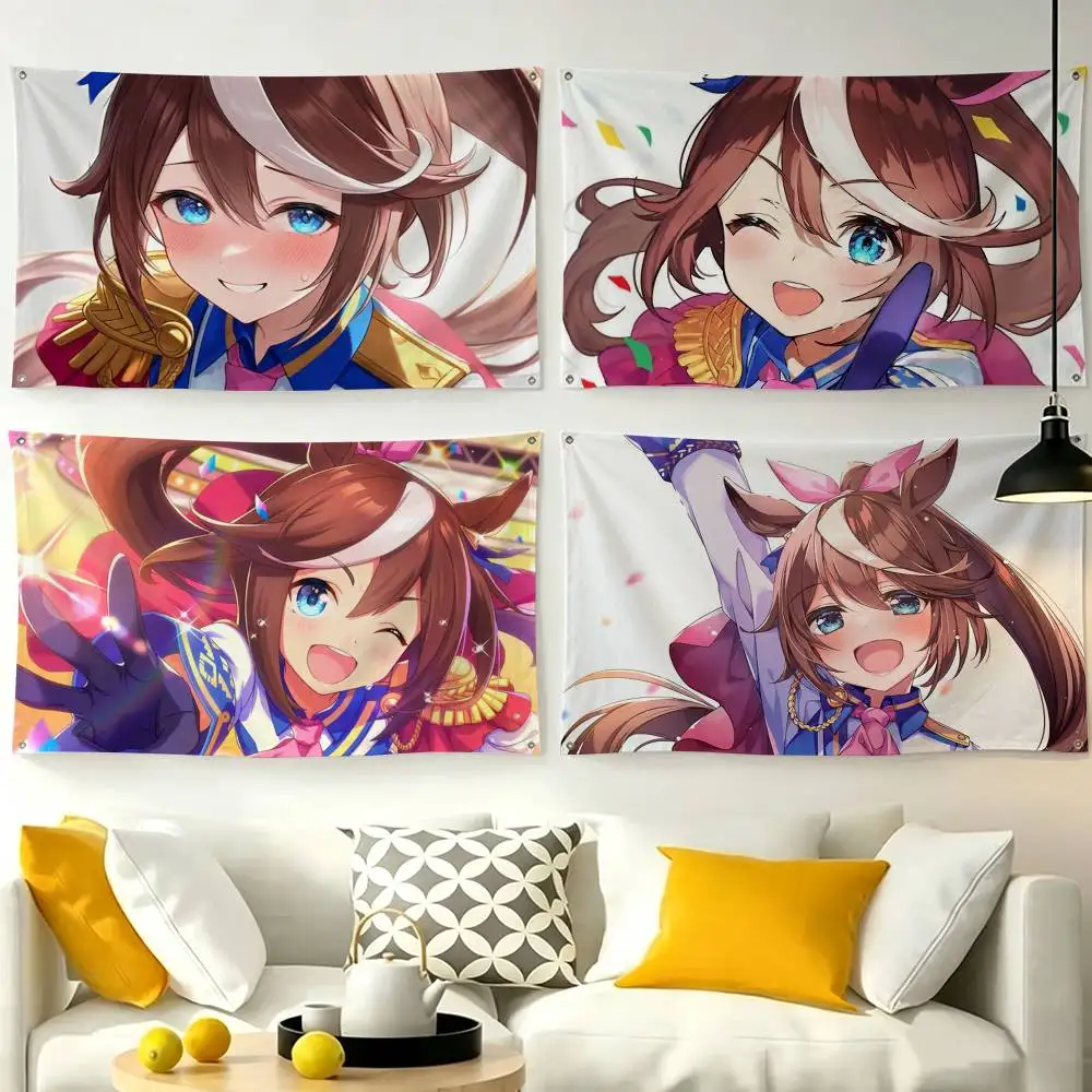 Tokai Teio UmaMusume UMA  Flags Wall Hanging Tapestry Outdoor Garage Room Decorative flag Background Blanket