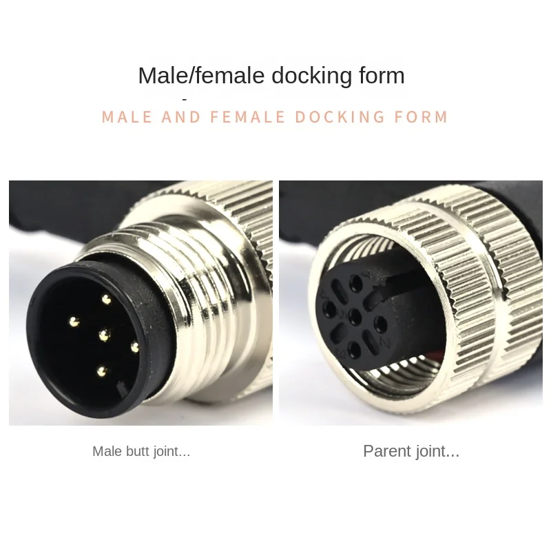 M12 Waterproof Connector With Shielded Cable 4 5 8 12Pin For Transmission of Telecommunication Systems Sensor Contactors Adapter