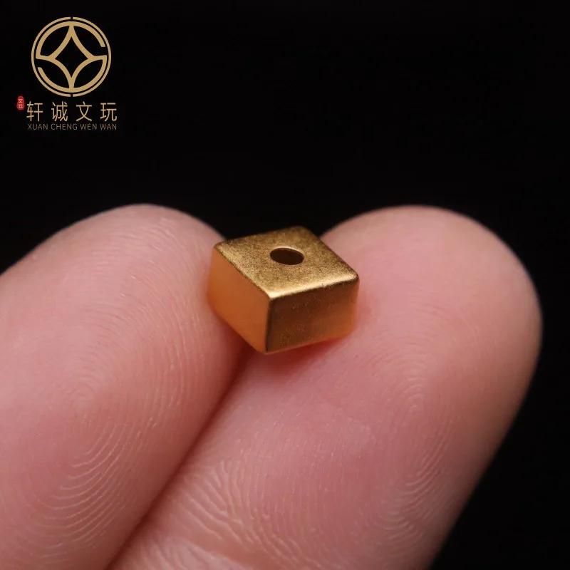 Original Handmade Gold Plated Sterling Silver Square Beads Spacer for Rudraksha 108 Long Mala Necklace DIY Craft Component Item