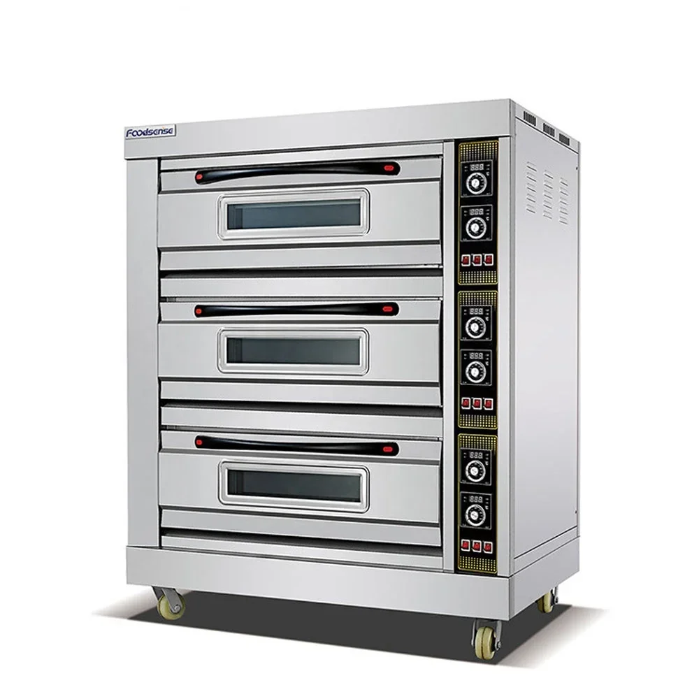 Forno elétrico para pão, equipamentos de padaria, forno microondas, grande, 3-Deck, 9-Tray, alta qualidade