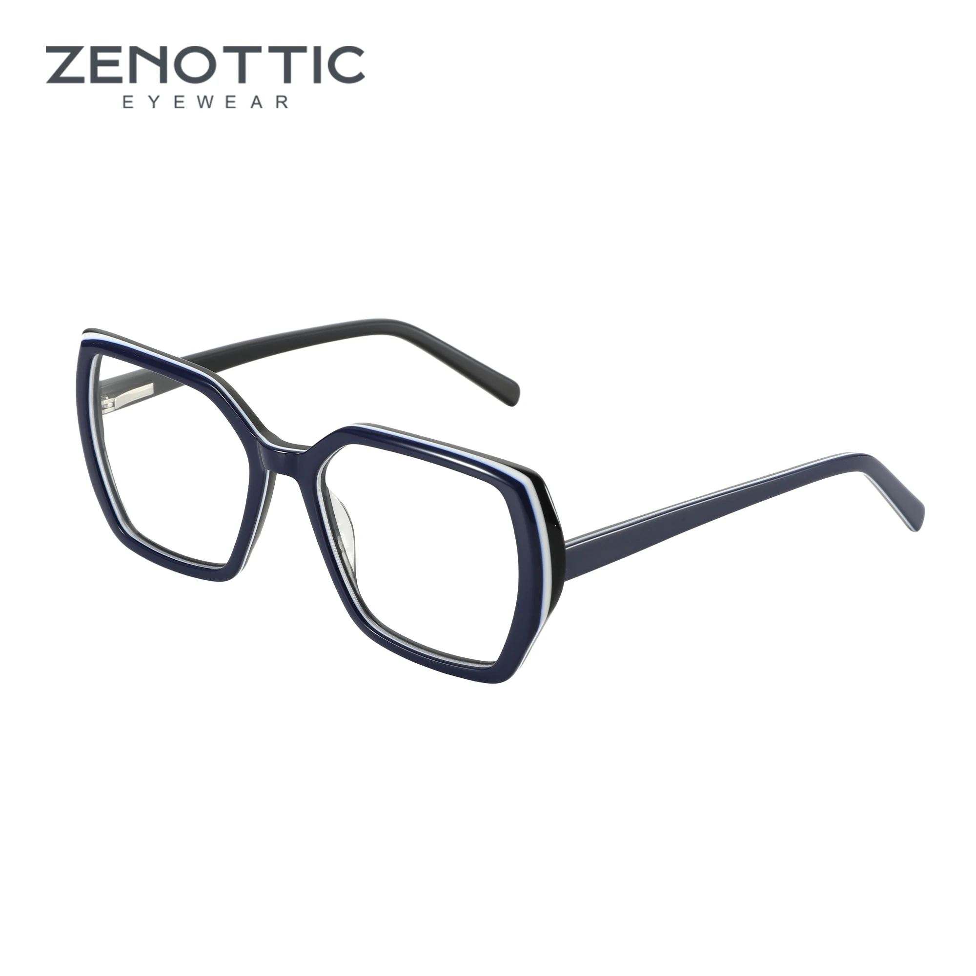 

ZENOTTIC Popular Multicolor Square Optical Glasses Frame Geometry Eyewear Non-Prescription Handmade Acetate Eyeglasses RD28001