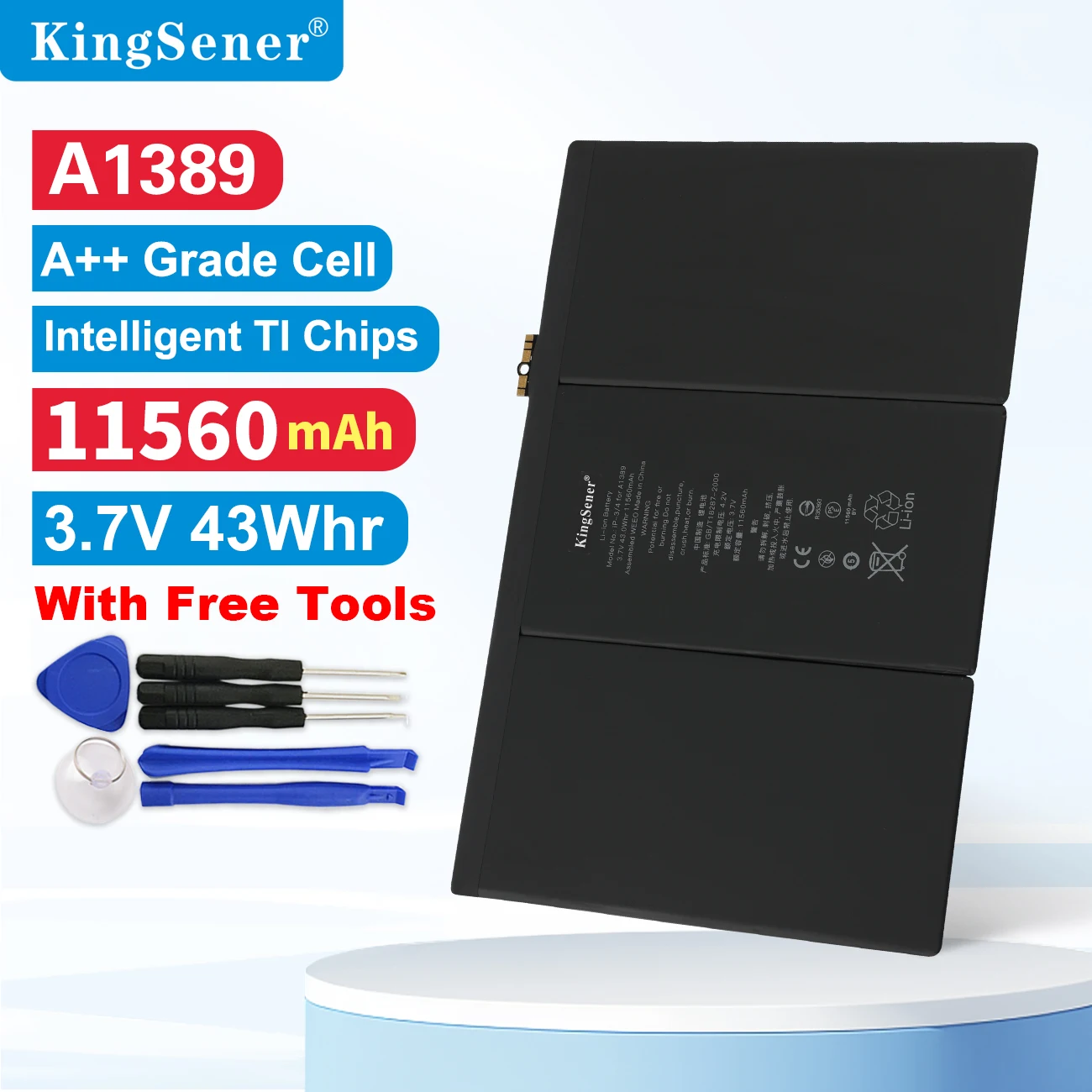 Kingsener A1389 Tablet Battery For Apple iPad 3 & iPad 4 A1403 A1416 A1430 A1458 A1459 A1460 3.7V 11560mAh 43Whr