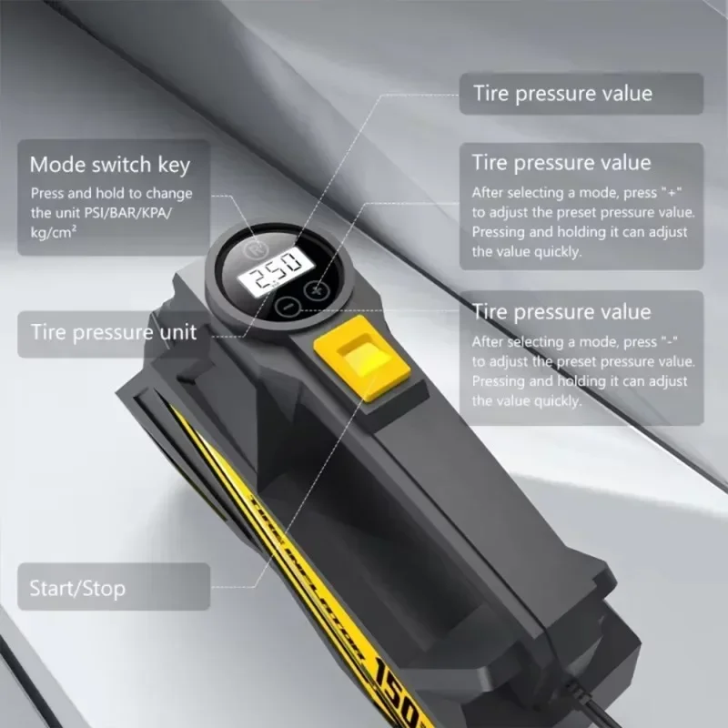 Auto Luchtpomp Draagbare LED Licht Digitale Display Verlichting Bandenpomp Luchtcompressor Pomp Geschikt Auto Motor Fiets Gereedschap