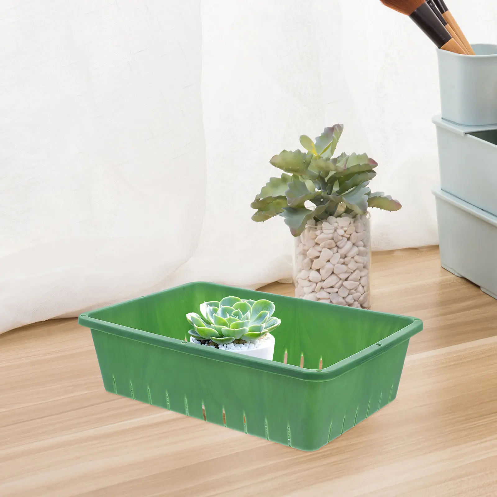

2Pcs Flat Seedling Tray Plastic Hollow Efficient Drainage Indoor Plant Tray for Seed Starting and Growing Sprout Trays