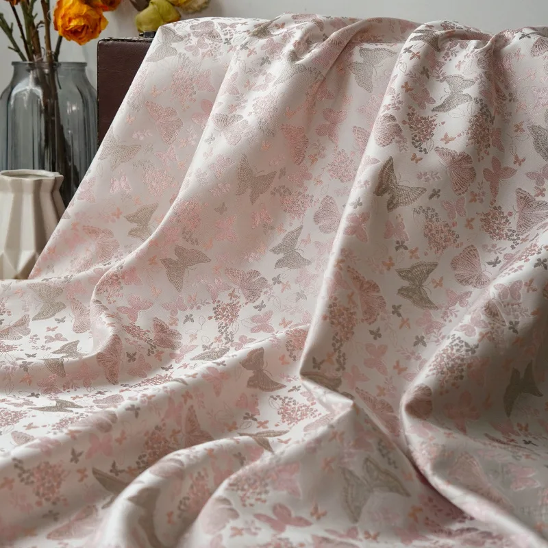 160Cm Wide Elegant All Over Butterfly Embroidery Colorblock Jacquard Fabric DIY Craft Material Puffy Skirt Sewing Material F181