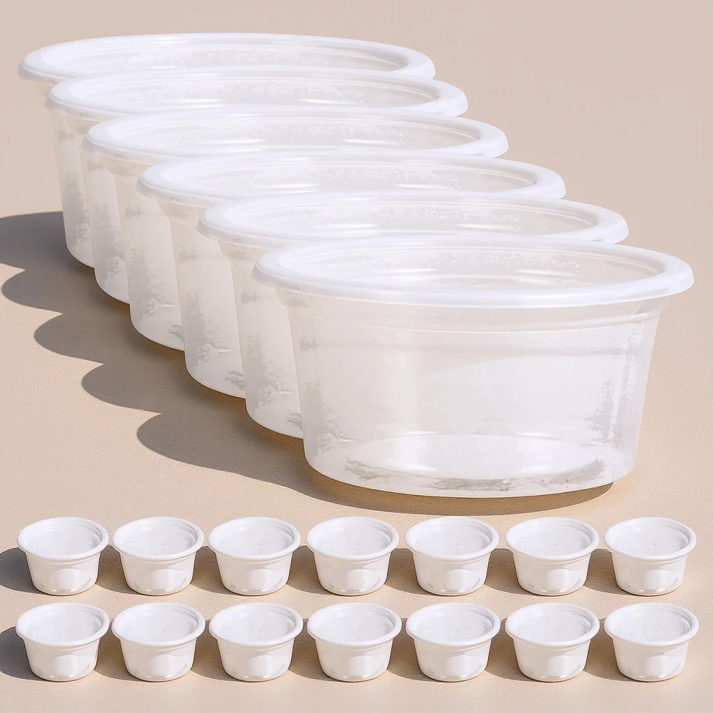 

20Pcs Reptile Food Dish Compact Wear Resistant Transparent Bowls Daily Use Household Reptile Water Cups Feeding Cup