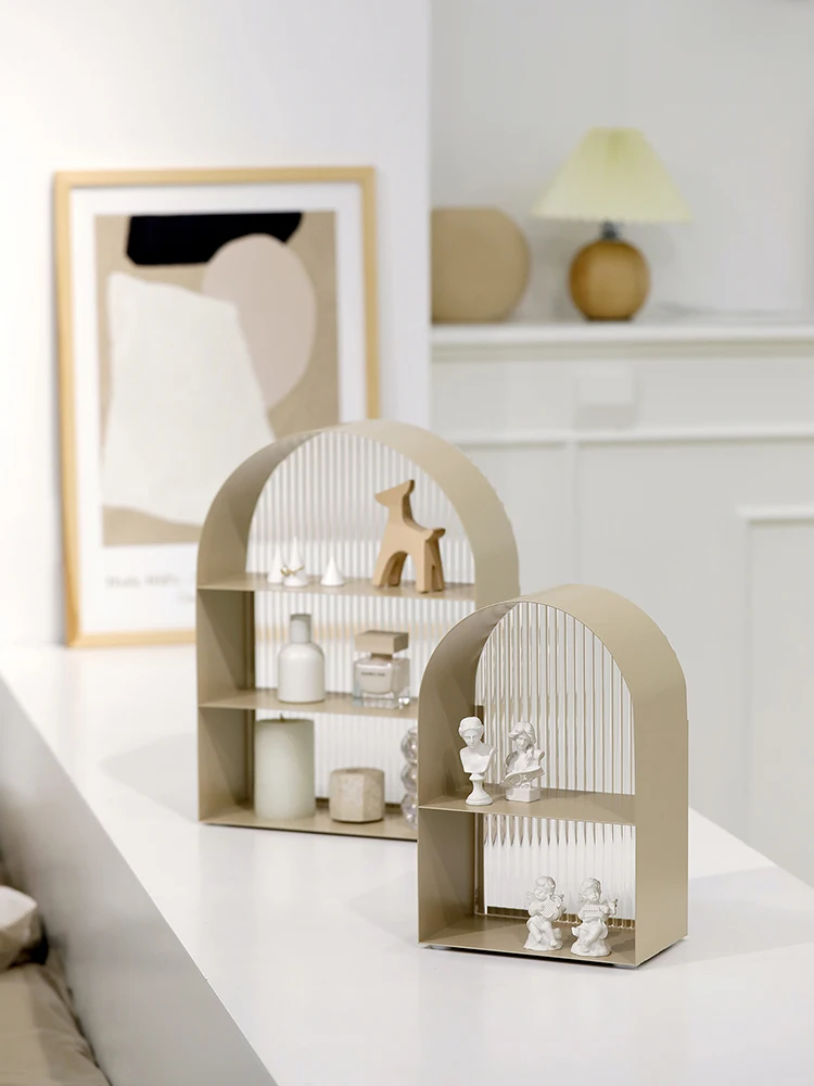 

Creative Iron Art Entrance Display Stand Acrylic Cup Rack Ins Style Perfume Storage Shelf Arched Cosmetic Storage Rack