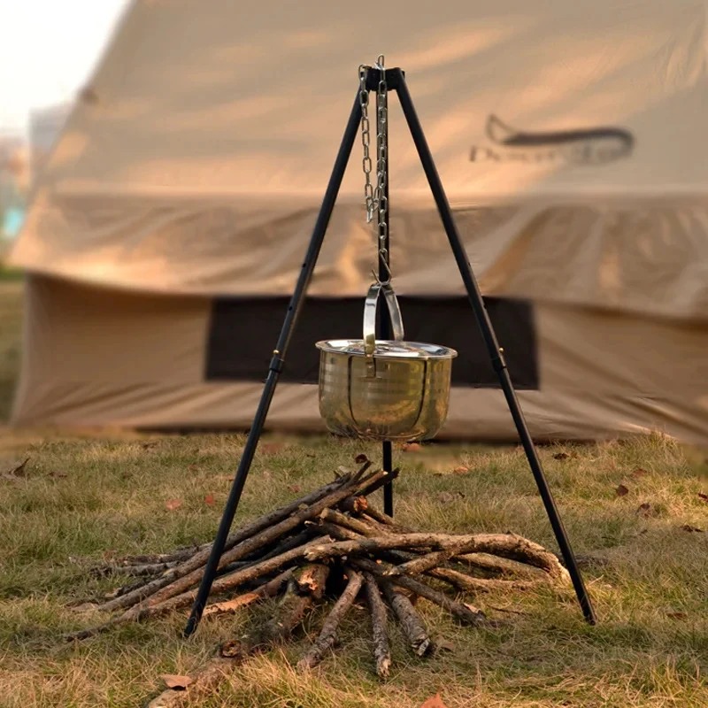 Outdoor Bonfire Rack Portable Hanging Pot Bracket Triangle Bonfire Camping Supplies Barbecue grill Campfire Tripod