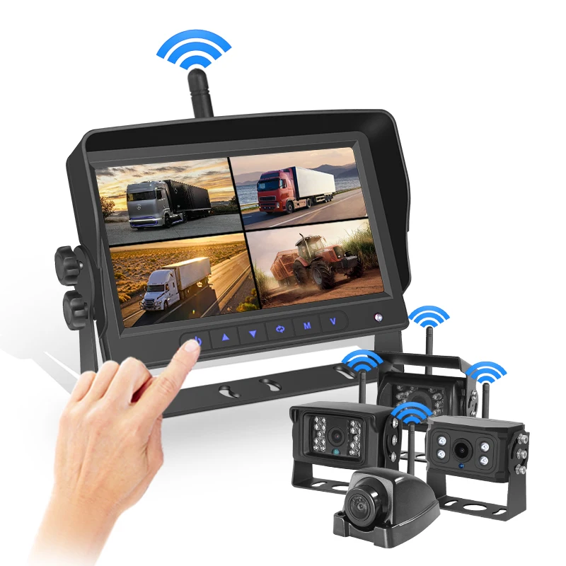Airow auto Digital HD 1080P Wireless Car Backup Camera with 7 Inch 4ch Quad Display Monitor Recorder for RV/SUV/Van/Pickup/Truck