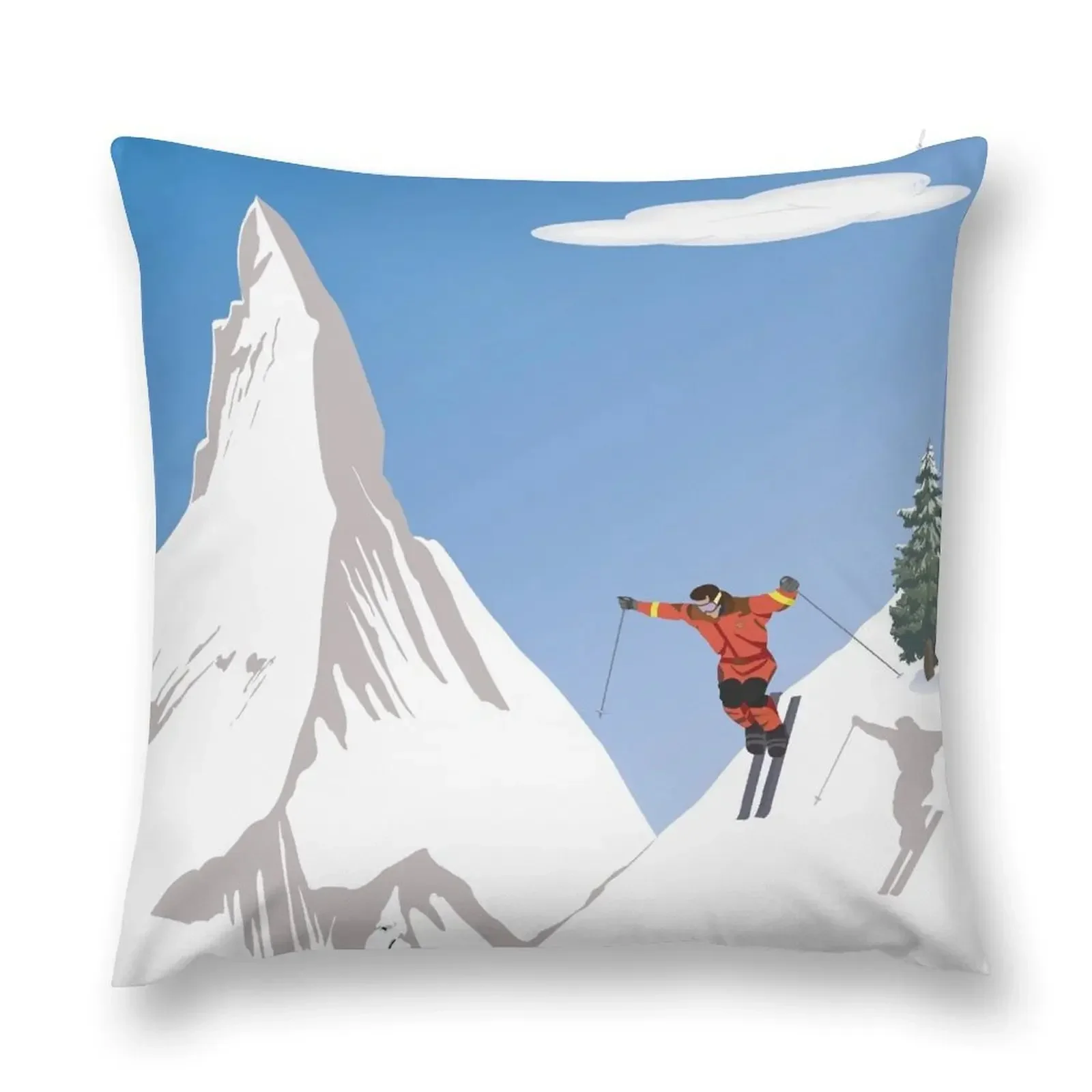 Zermatt, Valais, Switzerland,Ski Poster Throw Pillow home decor items luxury sofa pillows pillow