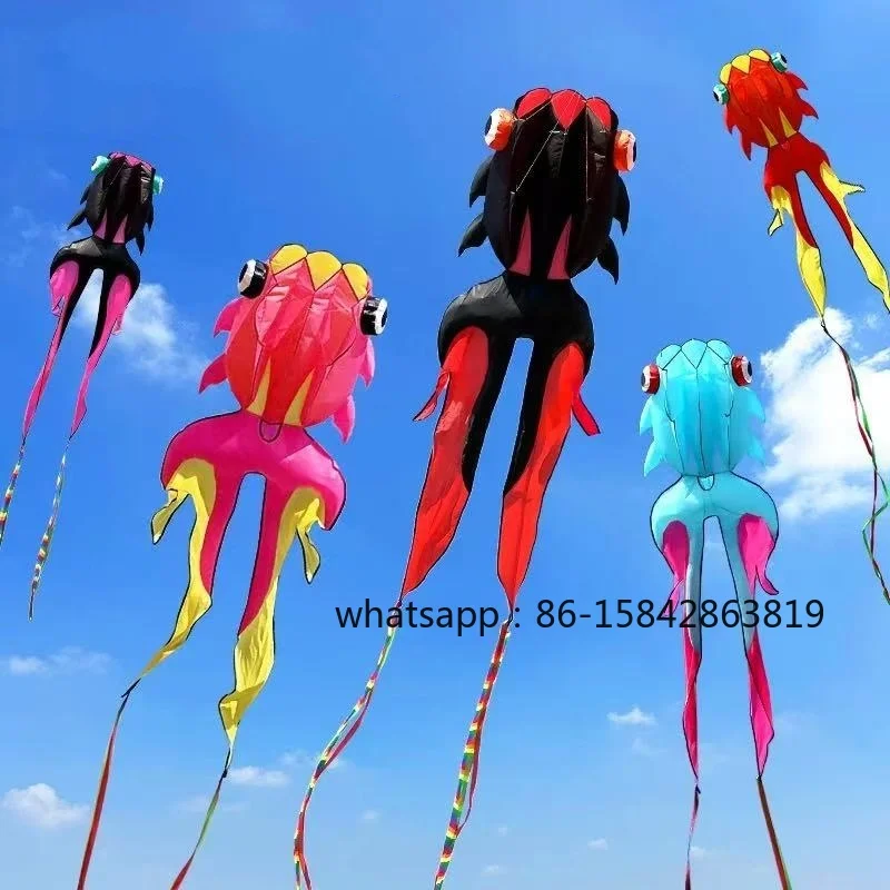 New Goldfish Soft Inflatable Kites, Kids Outdoor Beach Flying Toy with Nylon String