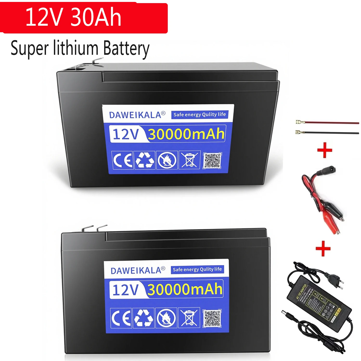 18650 lithium 12V 30Ah battery pack 20A sprayer built-in BMS electric toy car LED lighting battery 12.6V 3A charger