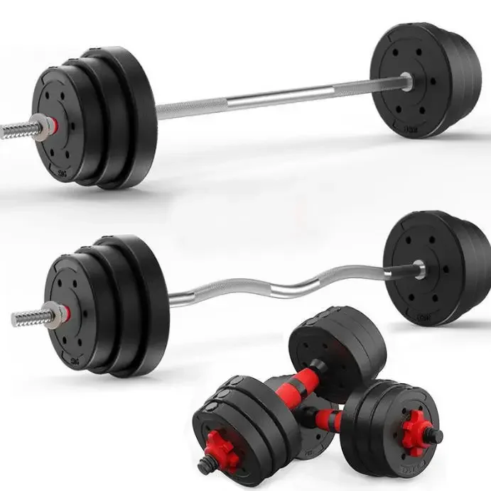 Wholesale Fitness Equipment Dumbbells Into Barbells 25kg-65kg Barbell Bar Fitness Weightlifting with Thread.