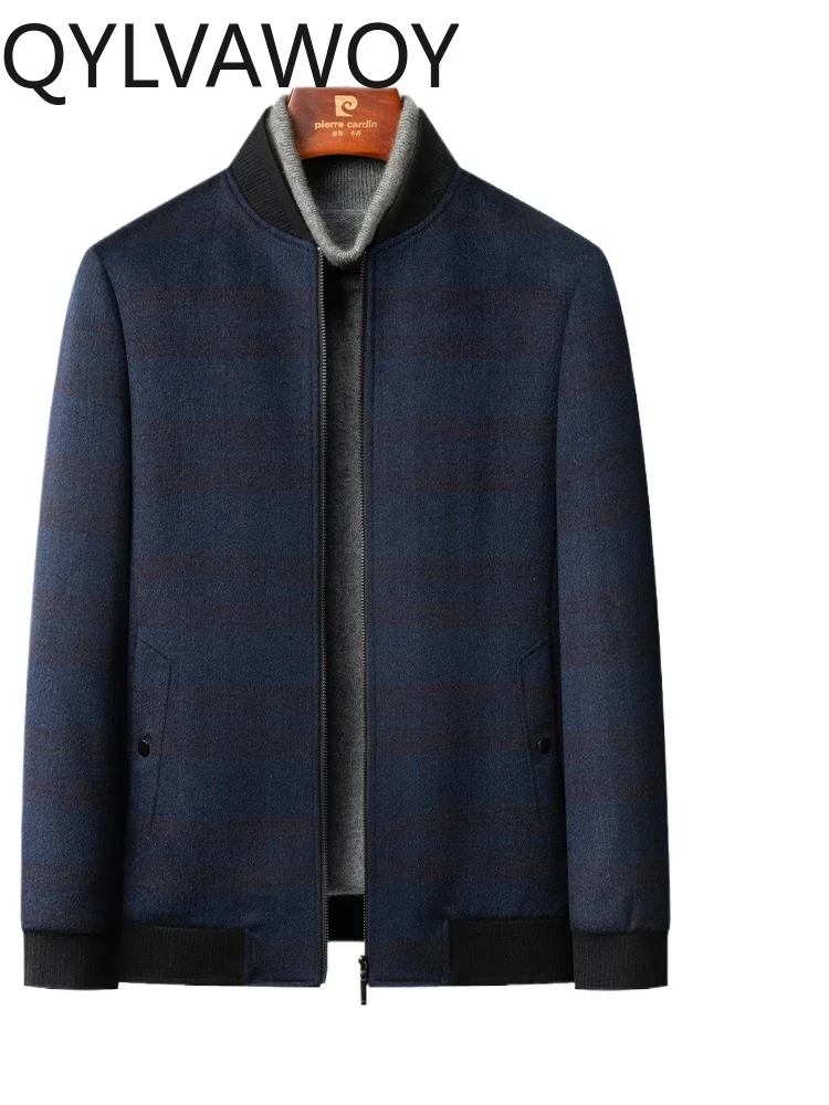 

QYLVAWOY 88% Wool Mulberry Silk Cashmere Wool Jacket Baseball Style Warm Short Outerwear Winter куртка ropa de hombre LJ2535