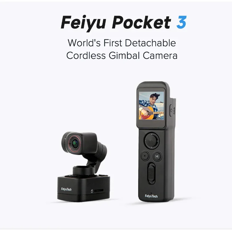 Экшн-камера Feiyutech Pocket 3, 3-осевой съемный подвес 4k, отслеживание Ai 180 °   Панорама Slow Motion Beauty Youtube Tiktok Vlog