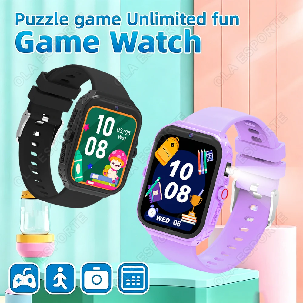

New Fashion Smart Watch For Children Games Screen Camera Flashlight Sleep Monitor Alarm Kids Birthday Holiday Gift Boy Girl HW12
