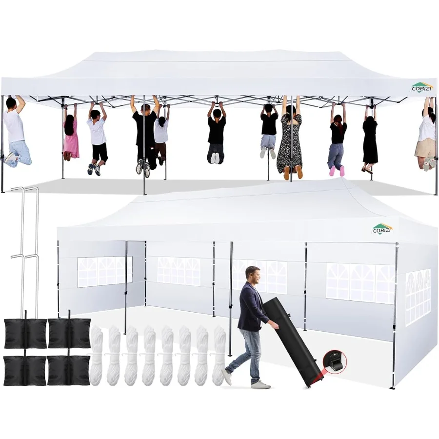 

Всплывающая палатка с навесом 10x30 и 8 боковыми стенками, водонепроницаемая сверхмощная коммерческая уличная палатка для вечеринок, садовых мероприятий, большой чехол