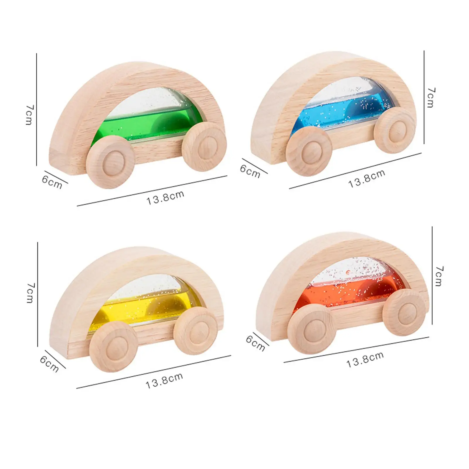 4x Montessori Wooden Car Toy Rainbow Wooden Vehicle Set Toy Fine Motor Skills Colorful Valentines Day Gifts for Holiday Gift