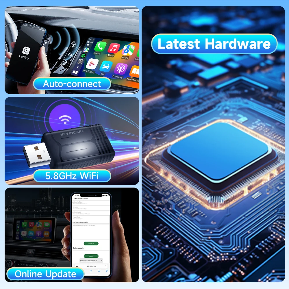 Adattatore CarPlay Wireless 2026 – Type-C/USB, WiFi 6 E Bluetooth 5.4, Connessione Rapida Per Auto 2016+, IOS 12+ E Android 11+