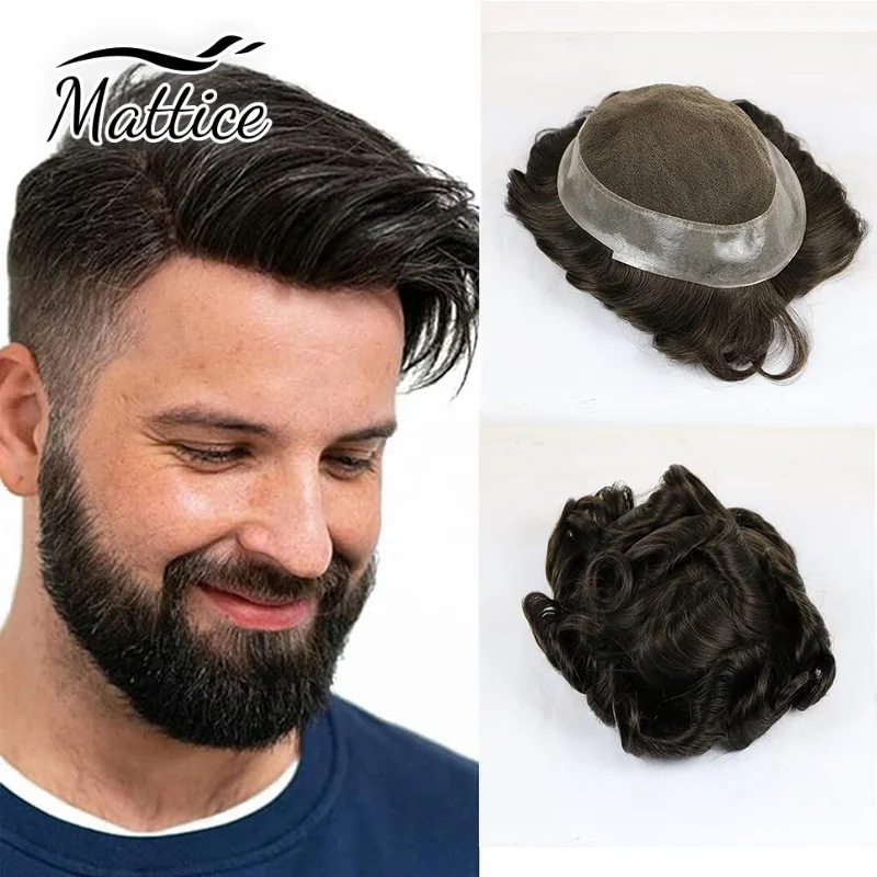 

Australia Toupee for Men Real Human Hair Soft Thin Skin Straight Mens Toupee Human Hair French Lace Men's Wig Systems Hairpiece