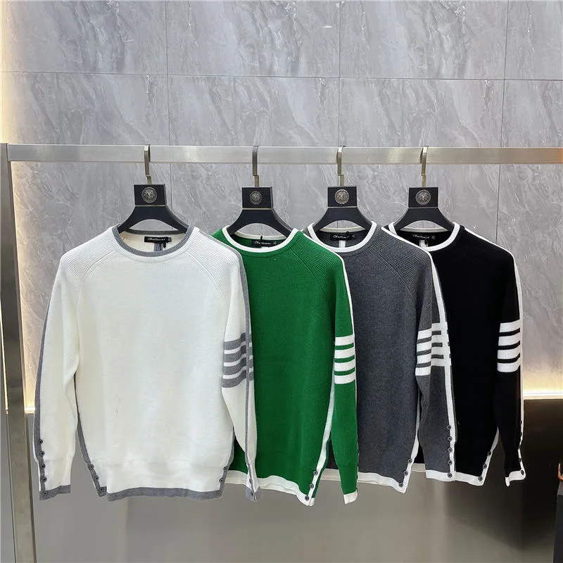 Korean Authentic Golf Sweater Men's Golf Wear 2024 Autumn New Golf Knit Fashion Round Neck Golf Jumper Men's Golf Clothing