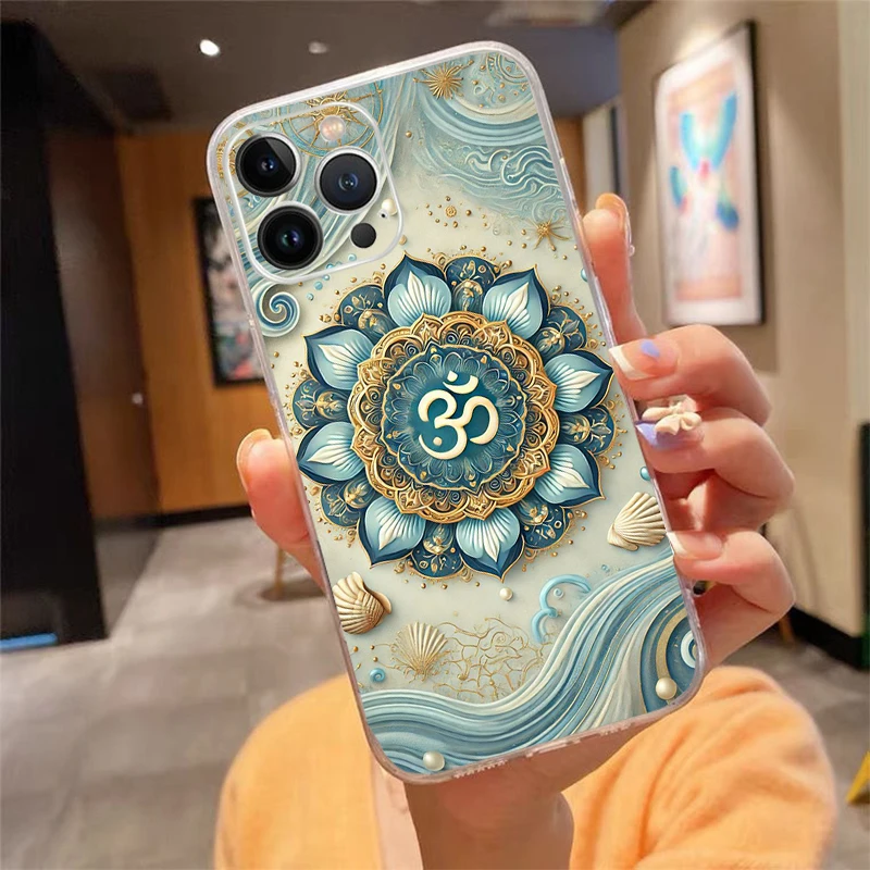 

Phone Case For iPhone 17 Pro Max Air 16 15 14 13 Pro Max 15 16 Pro 15Plus Art Mandala Silicone Cover