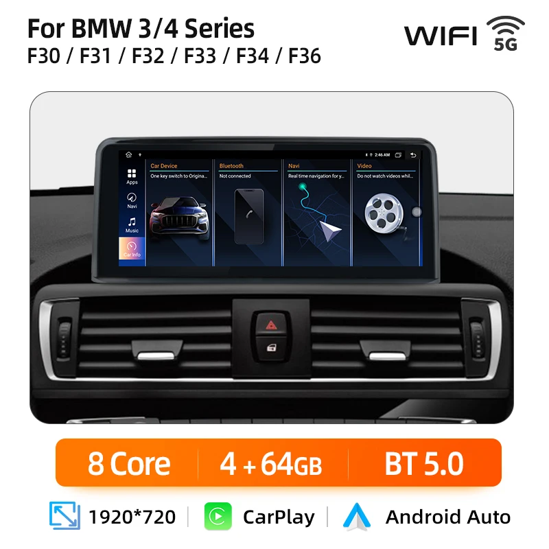 Junsun 1920*720 CarPlay Voor Apple Autoradio Multimedia Voor BMW 1 2 3 4 Serie F20 F21 F22 F30 F31 F32 F33 4G Wifi GPS Navigatie