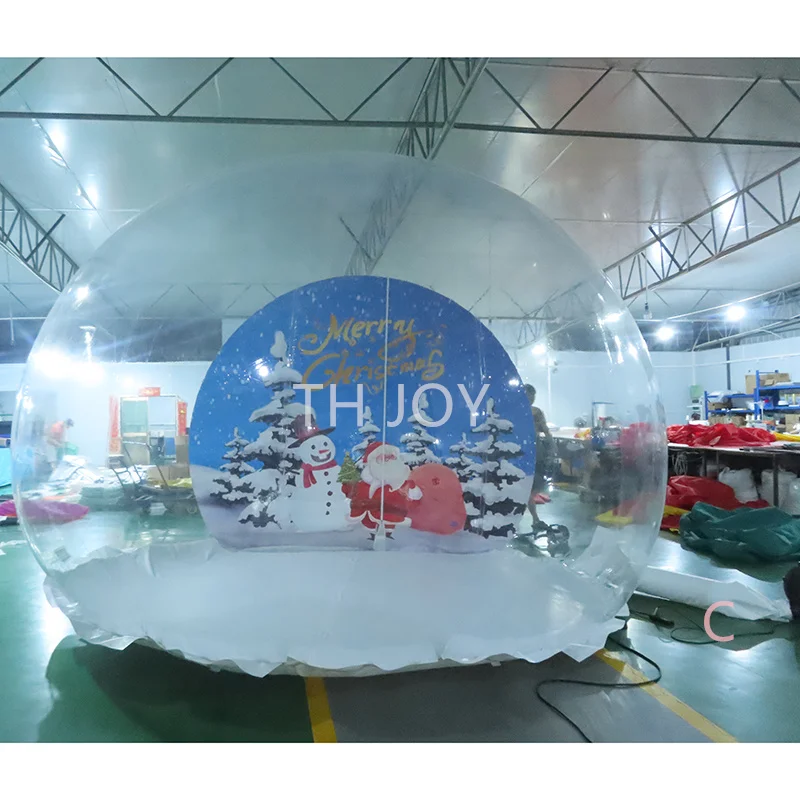 Schnelles Luftschiff zur Tür, riesiger aufblasbarer Weihnachts-Schneekugel zum Fotografieren, aufblasbares Blasenhaus in menschlicher Größe mit Tunnel