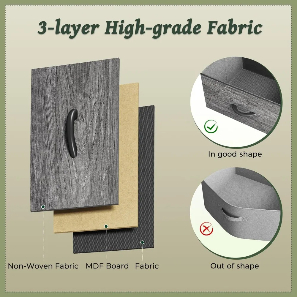 خزانة Huuger مع 7 أدراج قماشية، حامل تلفزيون 47 بوصة لتلفزيون 43، 50، 55 بوصة، خزانة ذات أدراج واسعة لغرفة النوم، ملابس