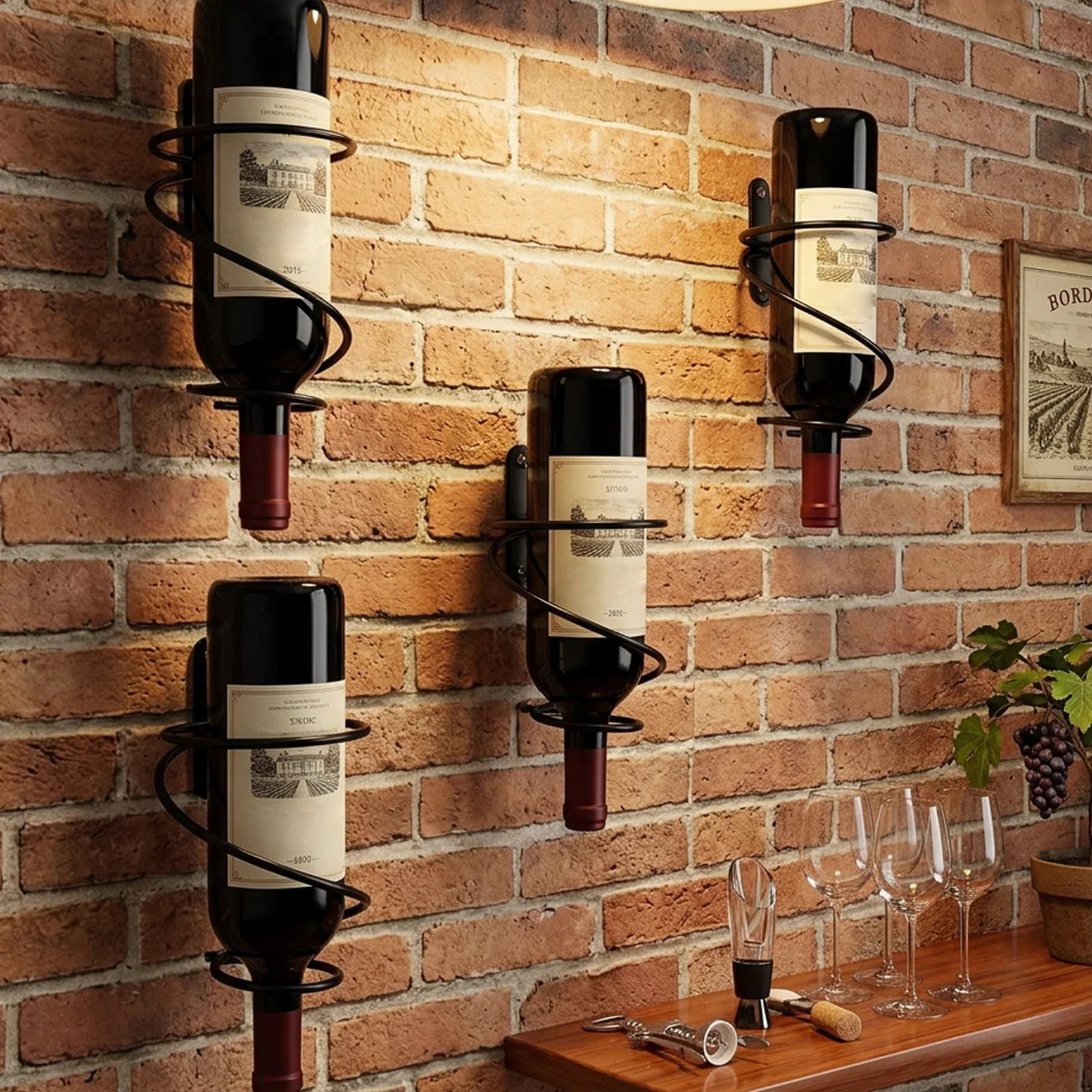 Metal Wall Mounted Wine Rack Single Bottle Minimalist Design Creative Wine Display Stand For Home Bar Restaurant