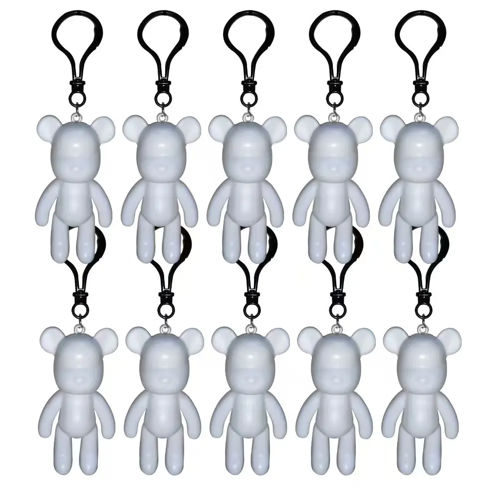 

10pcs DIY Painted Bear Handmade Fluid Bear Keychain Set Gloomy BearToys POPOBE White Blank Mold Vinly for Kid Medicom Toys