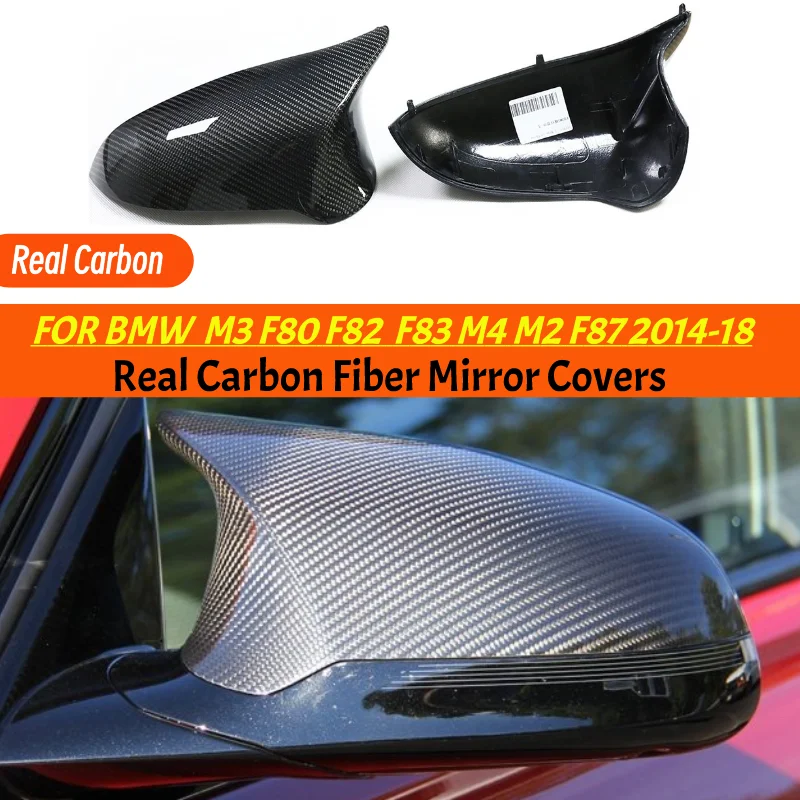 For BMW M3 F80 M4 F82 F83 Mirror Cover Waterproof Real Carbon Mirror Replacement Style & Forged Carbon Style RHD 2014+