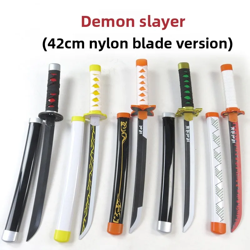 Espadas samurai demon slayer, 42cm/16,53 polegadas, periféricos de anime, adereços de arma curta, nylon, katana, namorado, presentes, ornamentos colecionáveis