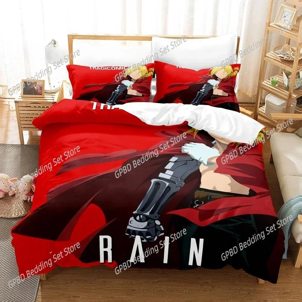 3D Printed Cartoons Fullmetal Alchemist Bedding Set Bedroom Soft Modern Bedspreads Comefortable Duvet Cover Quilt Pillowcase