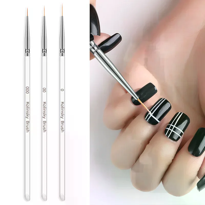 /YOV/Nail Art Drawing Striping Liner Pen Brush DIY Painting Lines Set Manicure 3pcs
