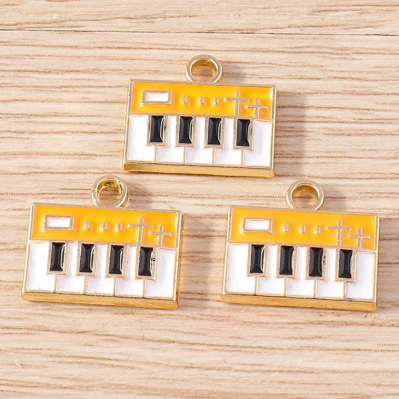 Tusember 10 Stück Niedliche Geigen-, Trompeten-, Gitarren- und Klavier-Anhänger für Schmuckherstellung DIY Musiknoten-Anhänger Halskette Armband Bastelbedarf – Detail 16