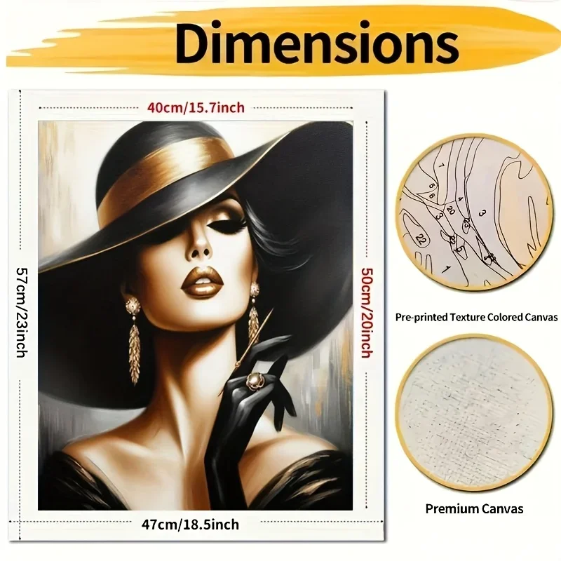 Professional Art Use 1pc Beginner-Friendly DIY Adult Paint by Numbers Kit - Includes Acrylic Paints, Canvas, 3 Paintbrushes, and