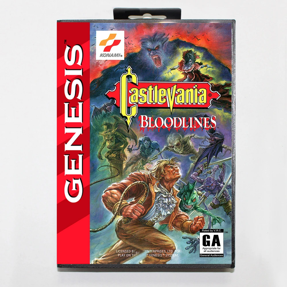 Castlevania BloodLines MD Game Cartridge with USA Box for 16 Bit Sega Megadrive Genesis System