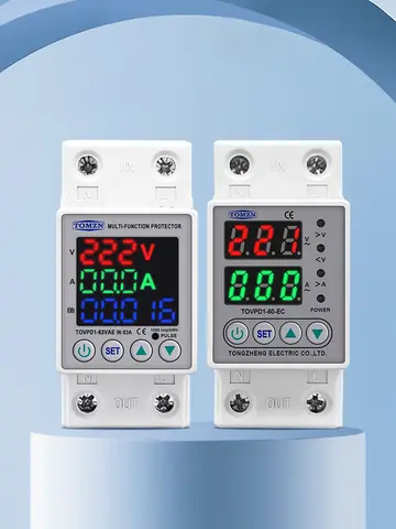 60A 230V Din rail réglable sur et sous tension dispositif de protection relais avec voltmètre de protection contre les surintensités