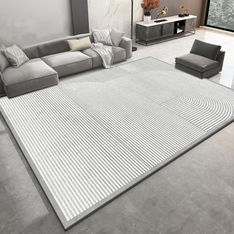 VIKAMA Simple Wabi-Sabi Light Luxury Crystal Velvet Geometric Lines Livingroom Bedroom Non-Slip And Dirt-Proof Carpet Home Decor