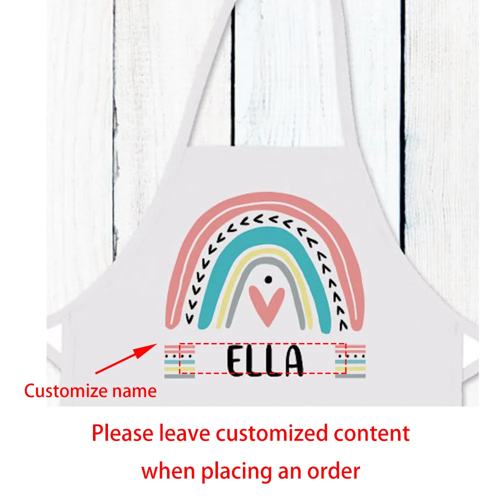 Personalized Rainbow Apron for Toddler Girls Kids Painting Baking Cooking Birthday Gift Kitchen Decor Chefs Supplies Accessories - view 6