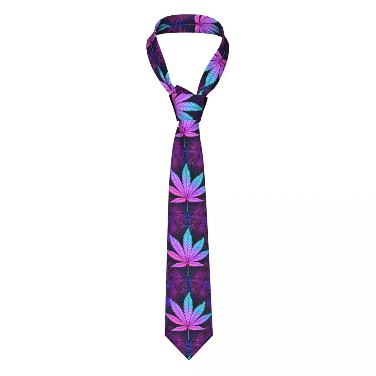 Neon Leaves Necktie Men Slim poliestere 8 cm Classic Weed Leaf Neck Tie per accessori da uomo Cravat accessori da sposa Party