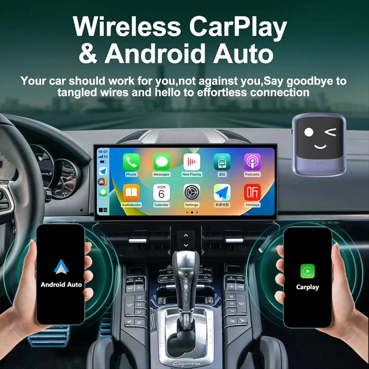 HowAA87 Wireless CarPlay Android Auto Adapter Android 13 AI Voice QCM6225 for Youtube Spotify for Nissan Lexus Buick Skoda