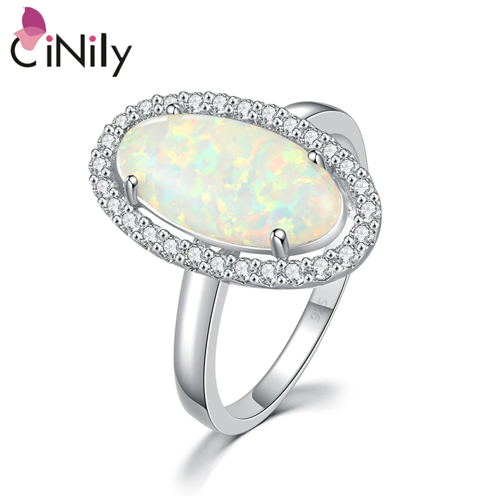 

CiNily Created White Fire Opal Cubic Zirconia Silver Plated Rings Wholesale Retail Hot for Women Fashion Jewelry Ring Size 5-12